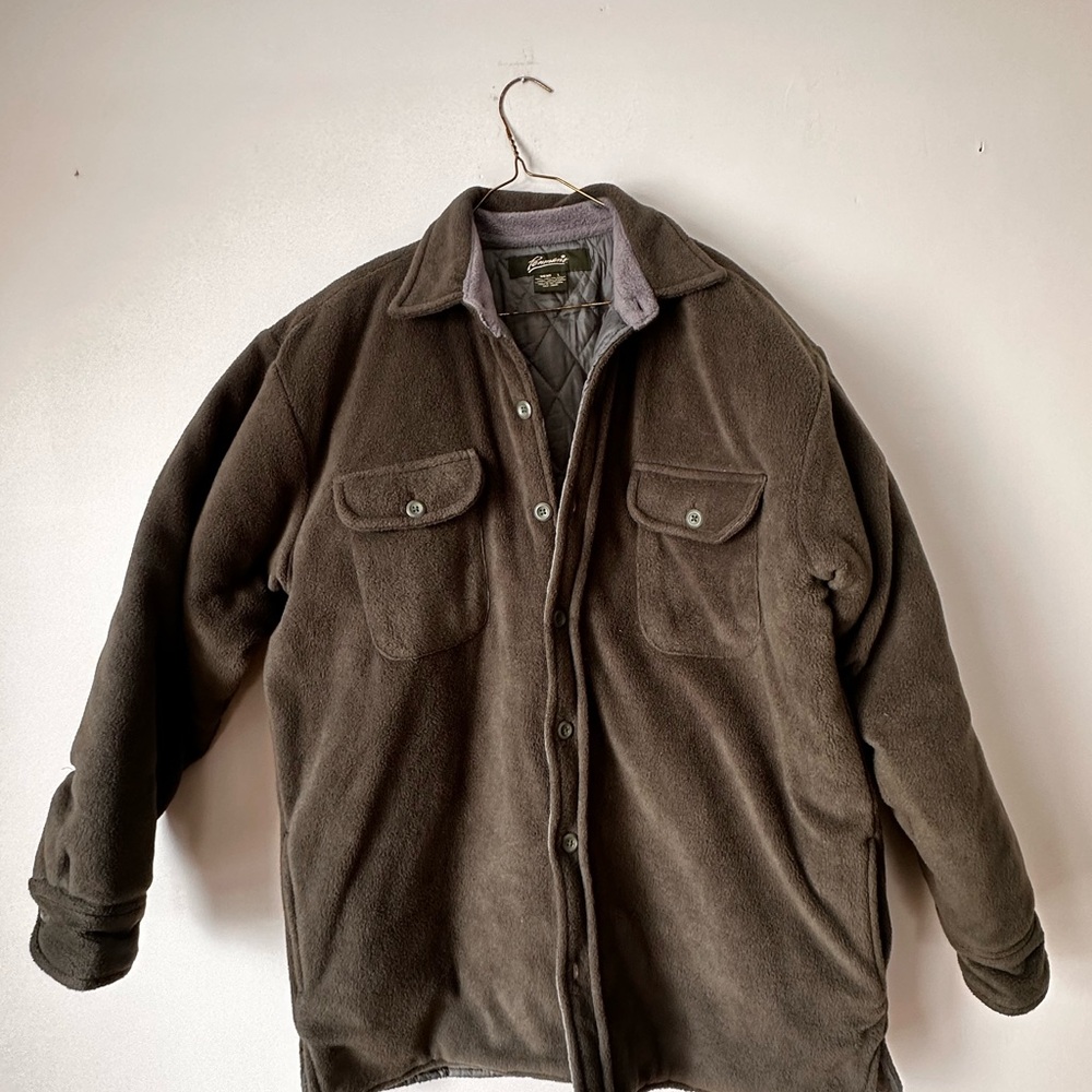 Green puffy fleece jacket